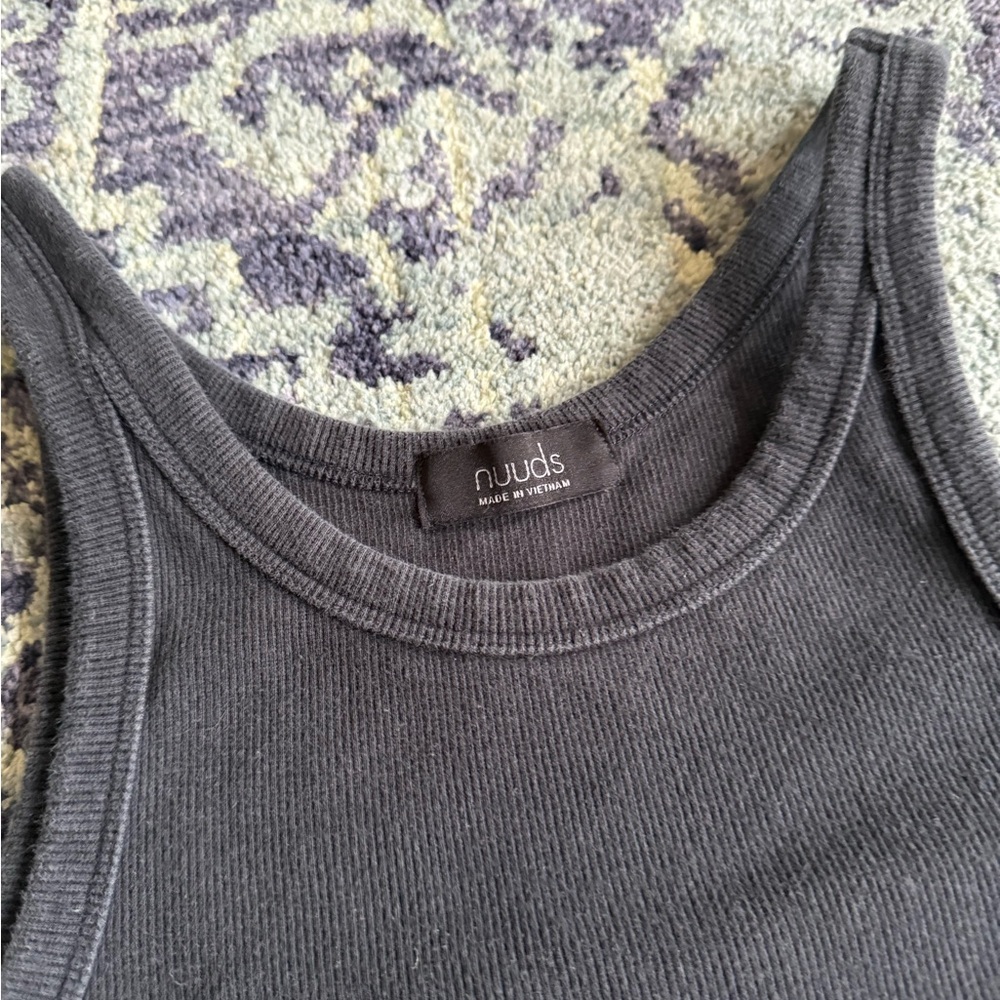 nuuds Charcoal Black Size Medium Essentials Ribbed Tank Top Casual Minimalist - Picture 3 of 7